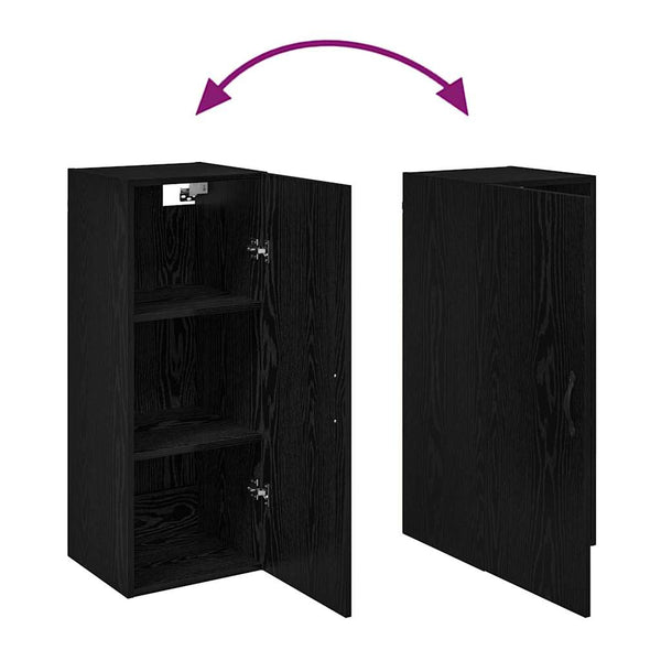 vidaXL Wall Cabinet Black Oak Look 34.5 x 34 x 90 cm