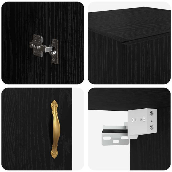 vidaXL Wall Cabinet Black Oak Look 69.5 x 34 x 90 cm