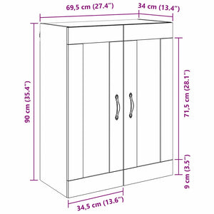 vidaXL Wall Cabinet Black Oak Look 69.5 x 34 x 90 cm