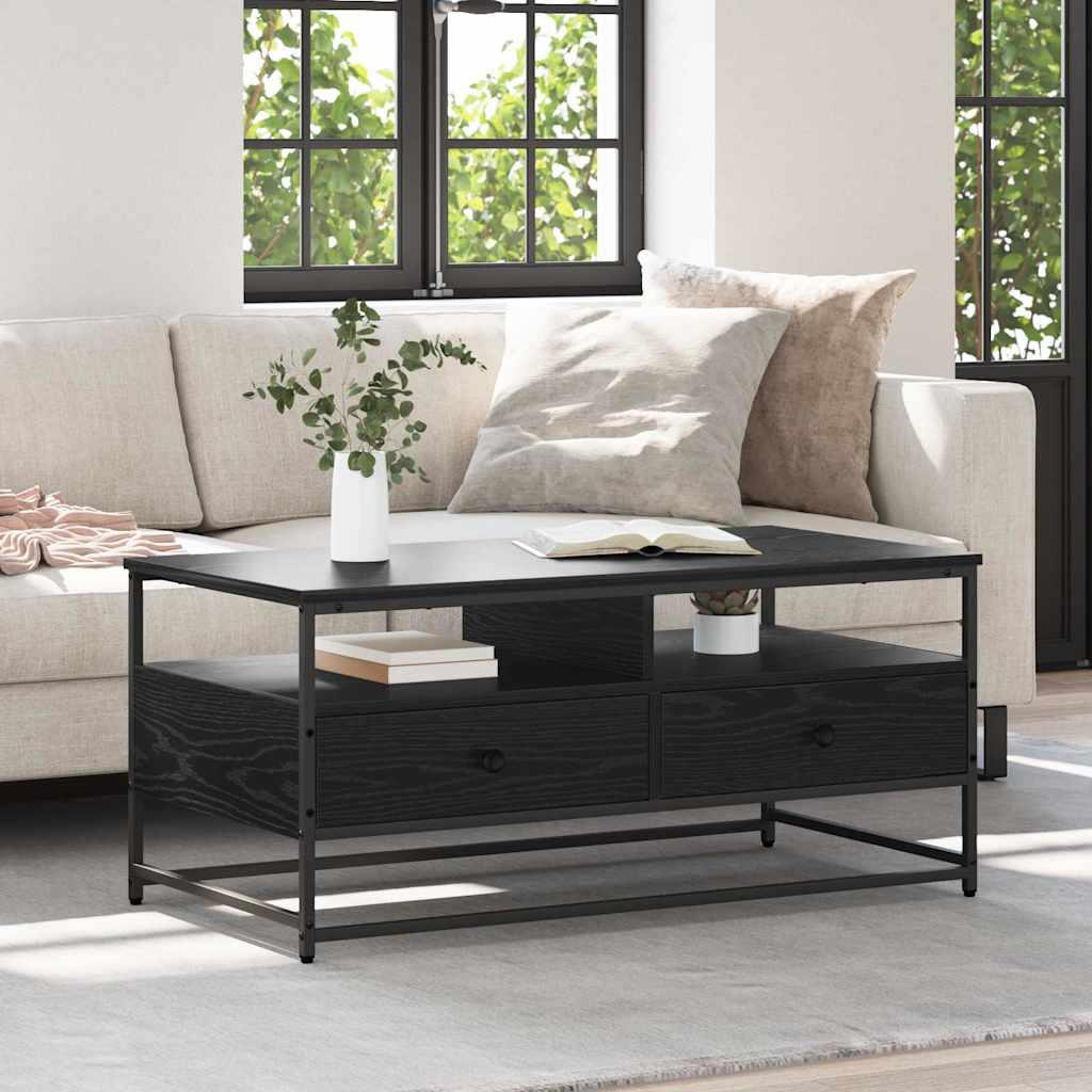 Schwarzer Couchtisch Eichenoptik 100 cm