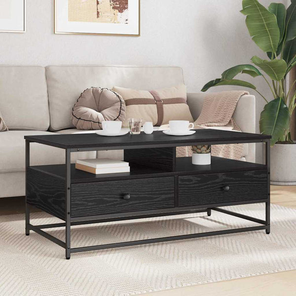 Schwarzer Couchtisch Eichenoptik 100 cm