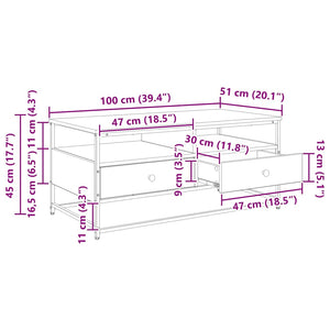 Schwarzer Couchtisch Eichenoptik 100 cm