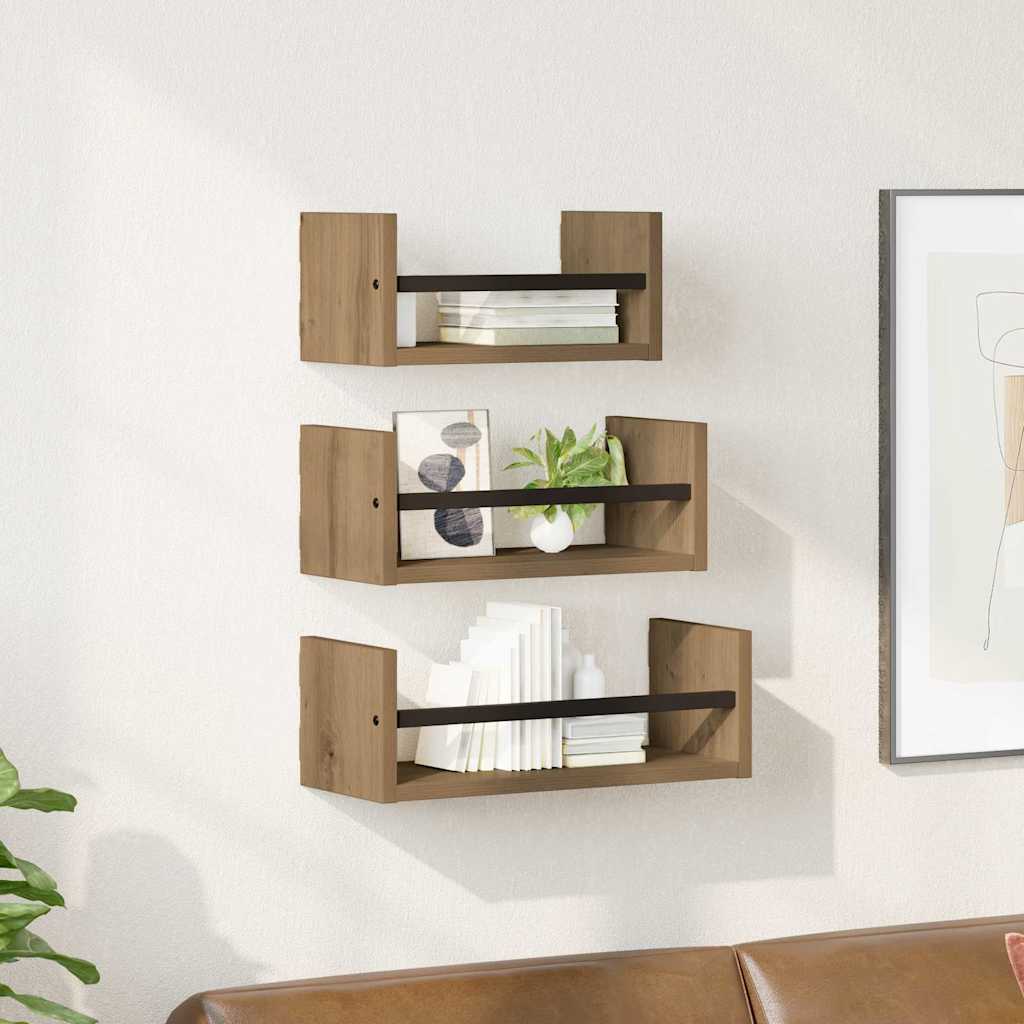 vidaXL Wall Shelf Set 3 pcs Artisan Oak 40x16x14cm Engineered Wood