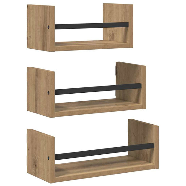 vidaXL Wall Shelf Set 3 pcs Artisan Oak 40x16x14cm Engineered Wood