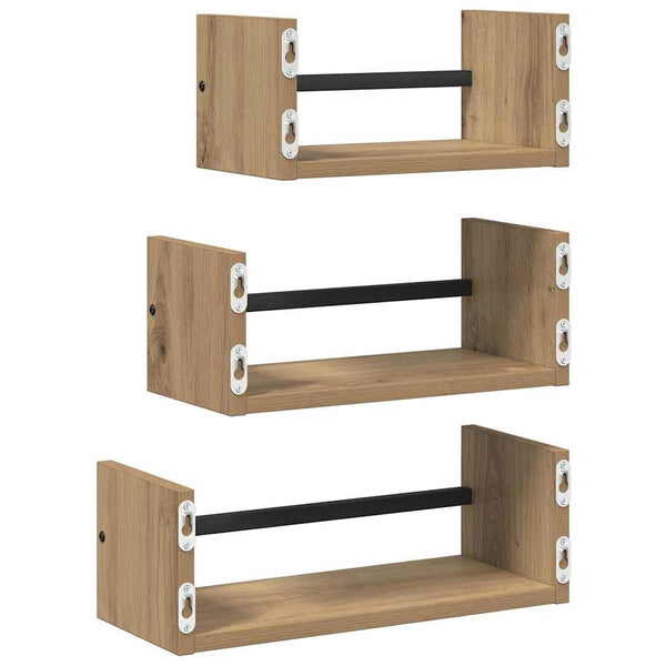 vidaXL Wall Shelf Set 3 pcs Artisan Oak 40x16x14cm Engineered Wood