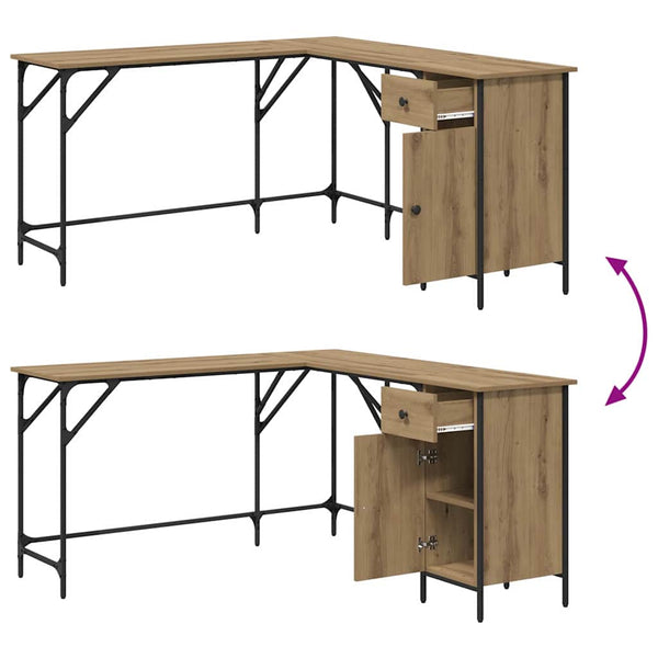 vidaXL Desk Artisan Oak 141 x 141 x 75 cm Engineered Wood