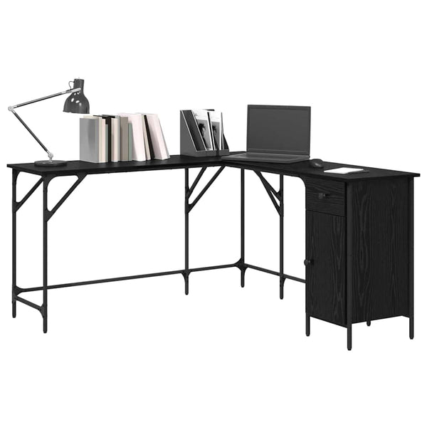 vidaXL Desk Black Oak Look 141 x 141 x 75 cm
