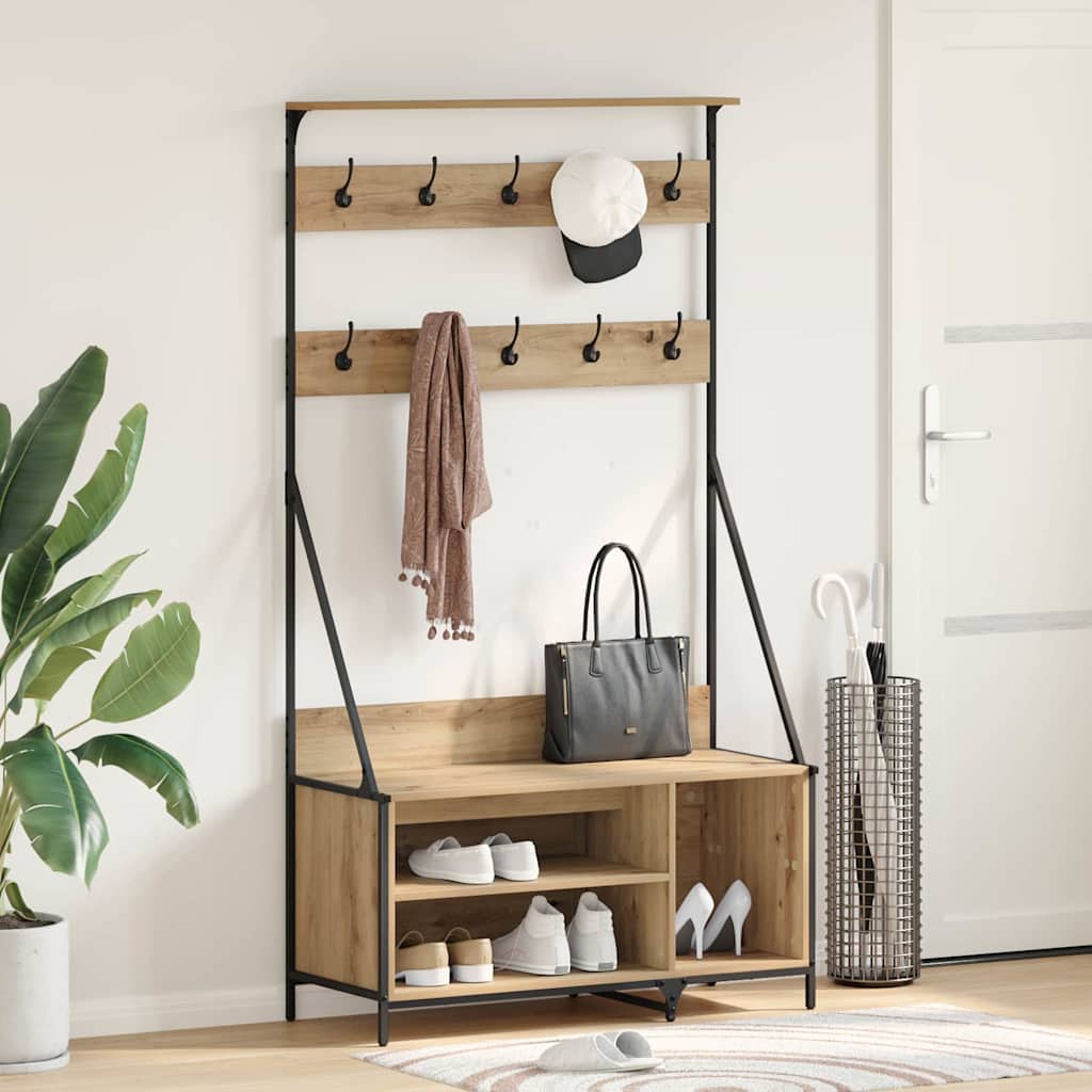 vidaXL Garment Rack Artisan Oak 100 x 41 x 184 cm Engineered Wood