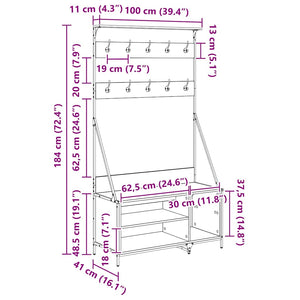 vidaXL Garment Rack Artisan Oak 100 x 41 x 184 cm Engineered Wood