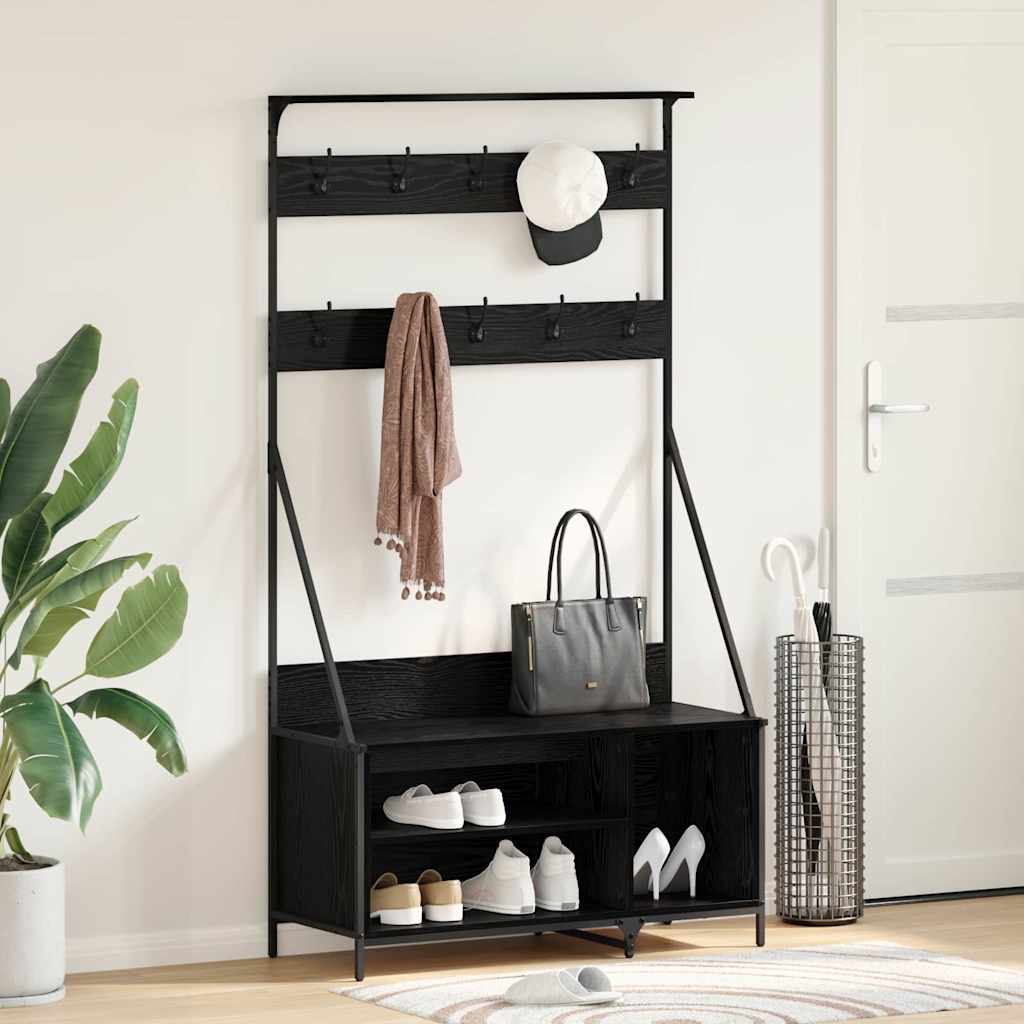 vidaXL Clothes Rack with Shelf Black Oak Effect 100 x 41 x 184 cm