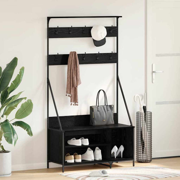 vidaXL Clothes Rack with Shelf Black Oak Effect 100 x 41 x 184 cm