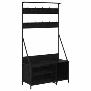 vidaXL Clothes Rack with Shelf Black Oak Effect 100 x 41 x 184 cm