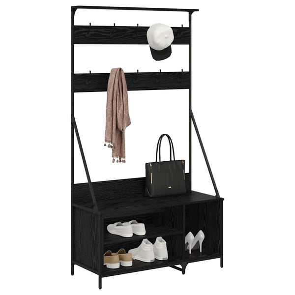 vidaXL Clothes Rack with Shelf Black Oak Effect 100 x 41 x 184 cm