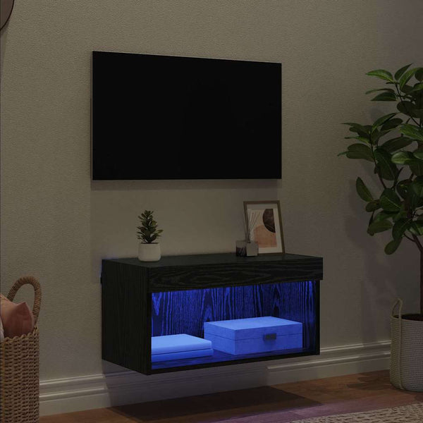 TV-Schrankset mit LED Eichen-Optik Schwarz