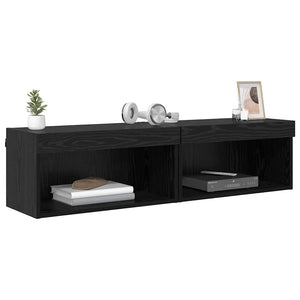 TV-Schrank Set 2-teilig Schwarz Eiche Optik