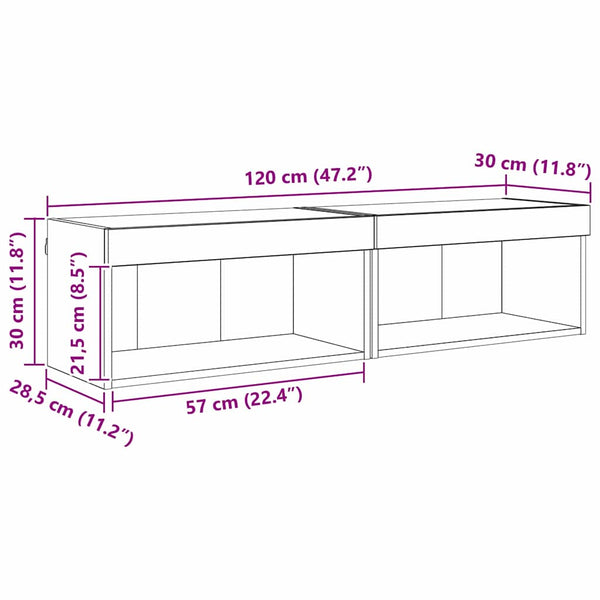 TV-Schrank Set 2-teilig Schwarz Eiche Optik