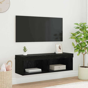 TV-Wandschrank mit LED, Schwarz Eiche