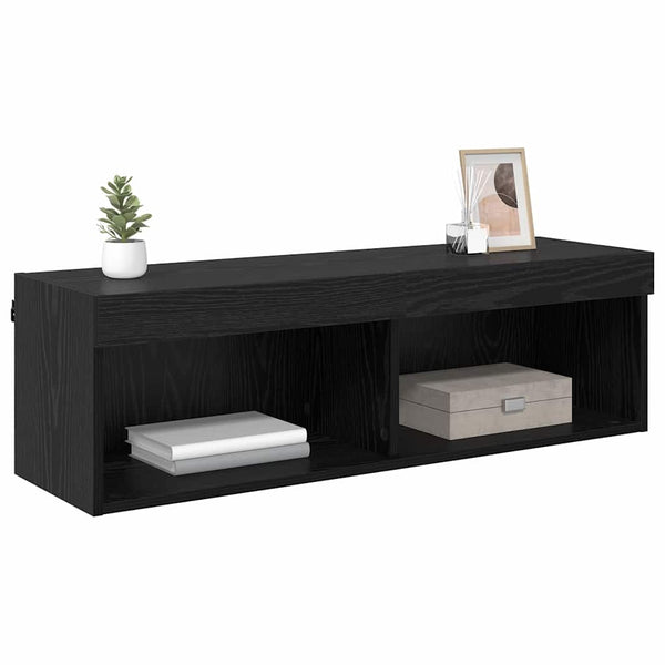 TV-Wandschrank mit LED, Schwarz Eiche