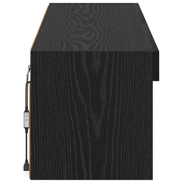 TV-Wandschrank mit LED, Schwarz Eiche