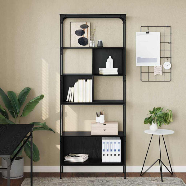 Bücherregal Schwarz Eichen-Optik 188,5 cm