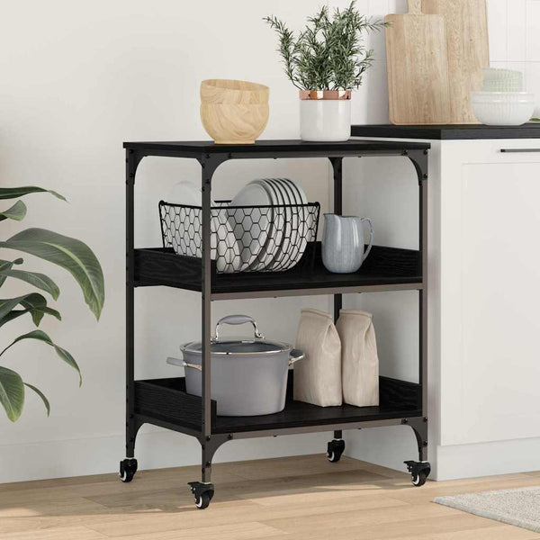 Küchentrolley Schwarz Eichenoptik 60cm