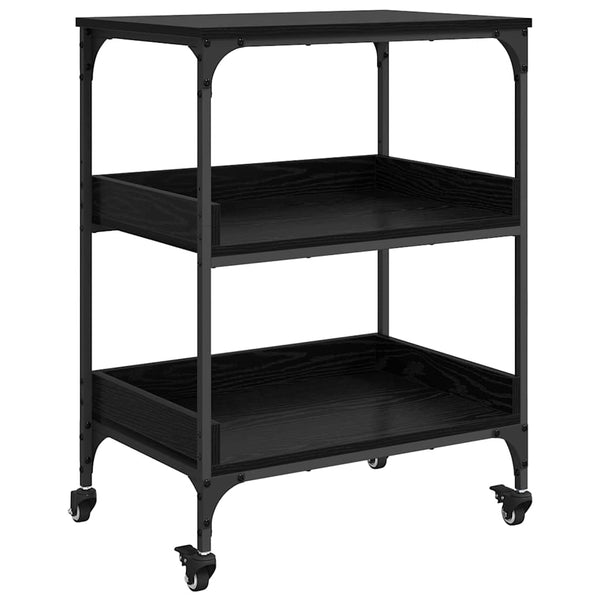Küchentrolley Schwarz Eichenoptik 60cm