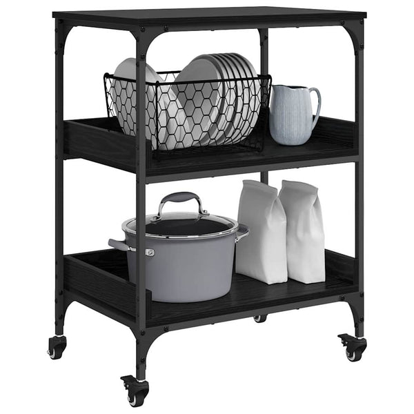 Küchentrolley Schwarz Eichenoptik 60cm