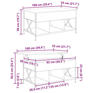 Couchtisch Schwarz Eiche 100x55 cm