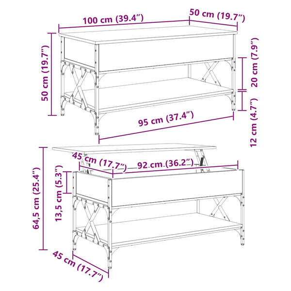 Couchtisch Schwarz Eichenoptik 100x50 cm