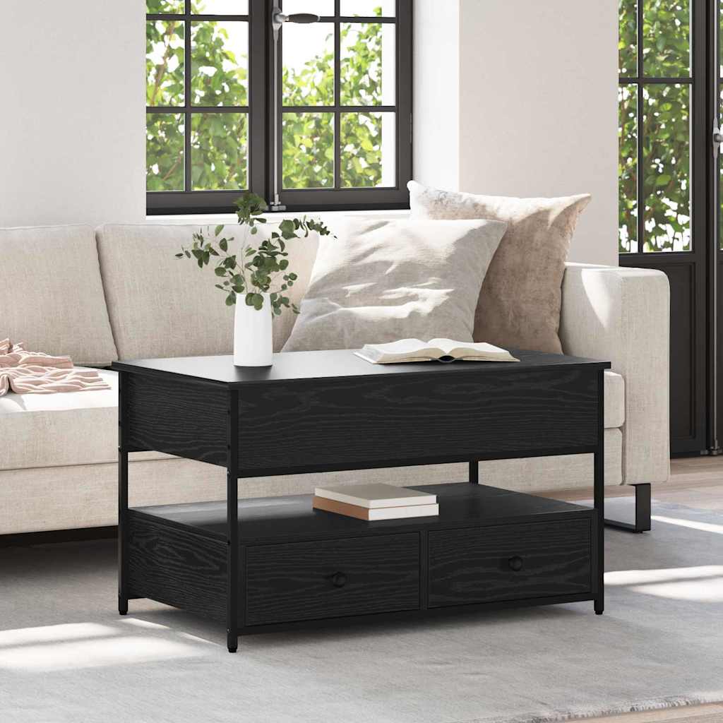 Schwarzer Couchtisch Eichenoptik 85 cm