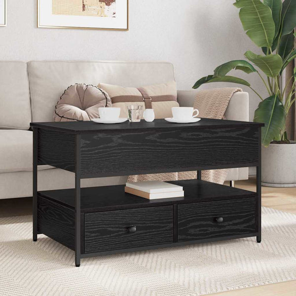 Schwarzer Couchtisch Eichenoptik 85 cm