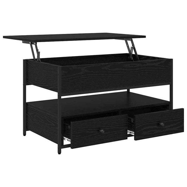 Schwarzer Couchtisch Eichenoptik 85 cm