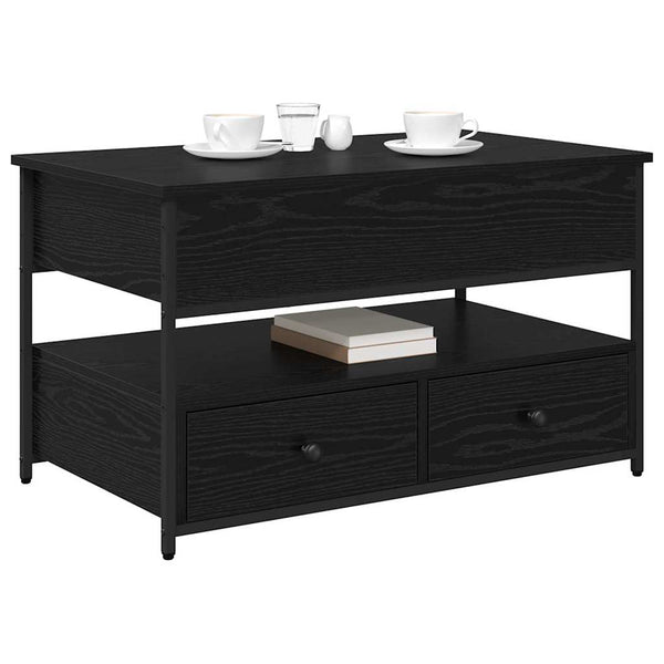 Schwarzer Couchtisch Eichenoptik 85 cm