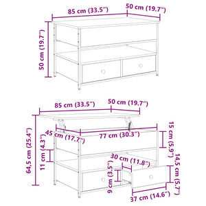Schwarzer Couchtisch Eichenoptik 85 cm