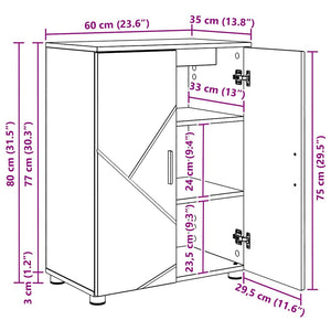 Badezimmerschrank Sonoma-Eiche 60x35x80cm