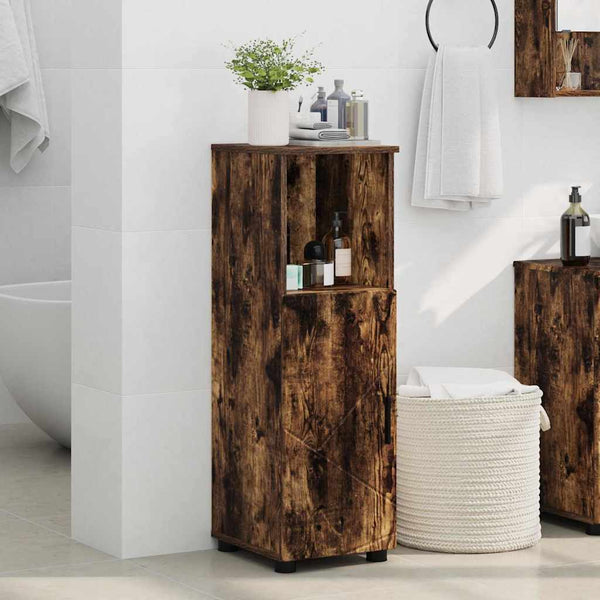vidaXL Bathroom Cabinet with Door Smoked Oak 30 x 35 x 95 cm