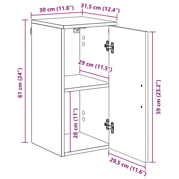 Badezimmerschrank Braun Eichenoptik 30x61 cm