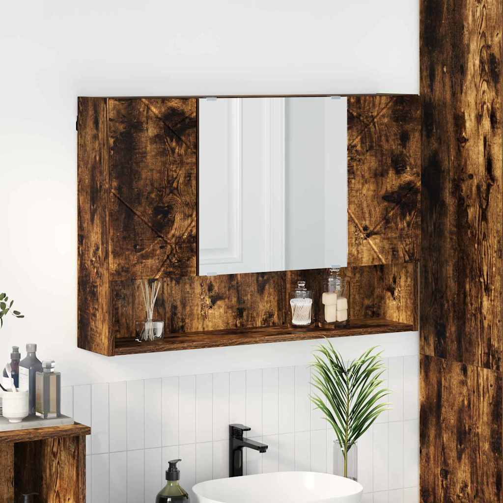 Spiegelschrank Geräucherte Eiche 80cm