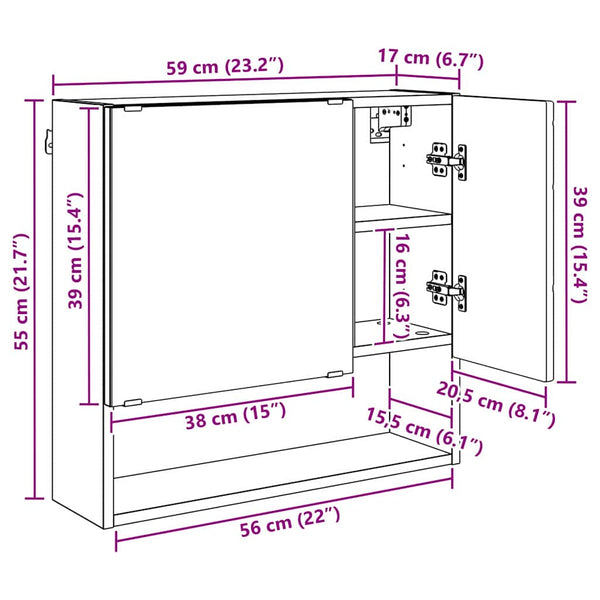 Spiegelschrank Braun Eichen-Optik 59 cm