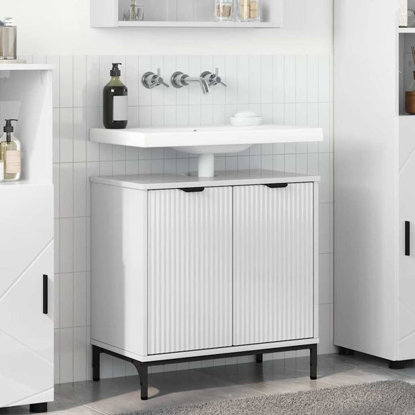 vidaXL Bathroom Sink Cabinet with Storage High Gloss White