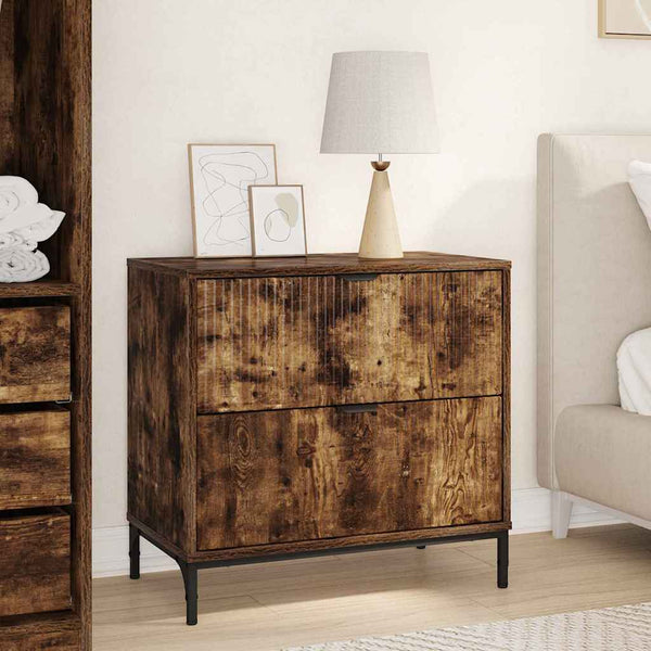 vidaXL Nightstand Smoked Oak 63.5 x 36 x 61 cm Engineered Wood