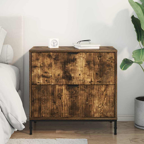 vidaXL Nightstand Smoked Oak 63.5 x 36 x 61 cm Engineered Wood
