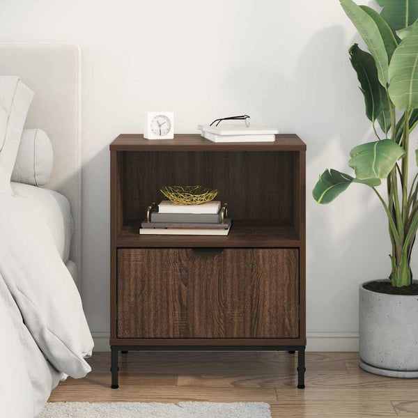 vidaXL Bedside Cabinet Brown Oak Look 49 x 36 x 61 cm Engineered Wood