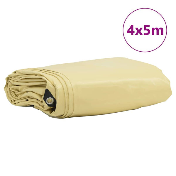 vidaXL Tarpaulin 650g/m² Beige 4 x 5 m PVC-Coated Canvas