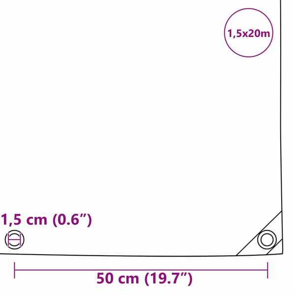 vidaXL Tarpaulin 650g/m² Beige 1.5 x 20 m Canvas with PVC Coating
