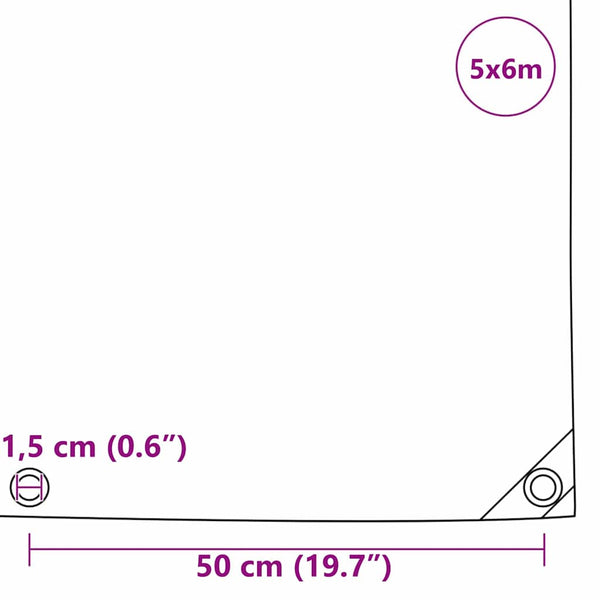 vidaXL Tarpaulin 650g/m² Beige 5 x 6 m Canvas with PVC Coating