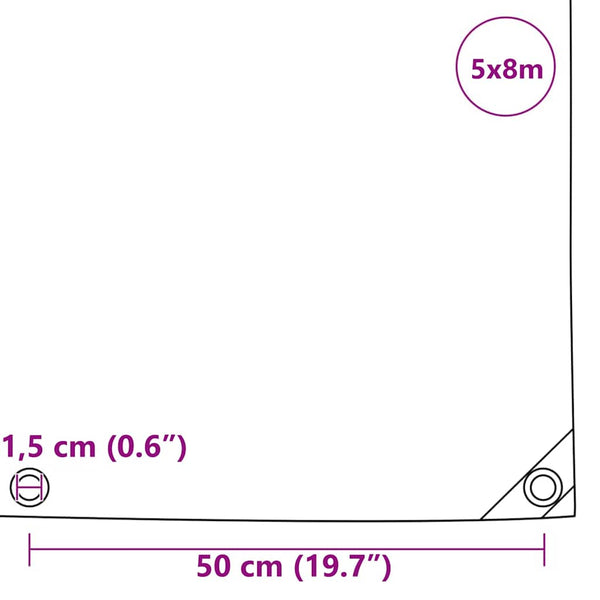 vidaXL Tarp 650g / m² Beige 5 x 8 m Canvas with PVC Coating