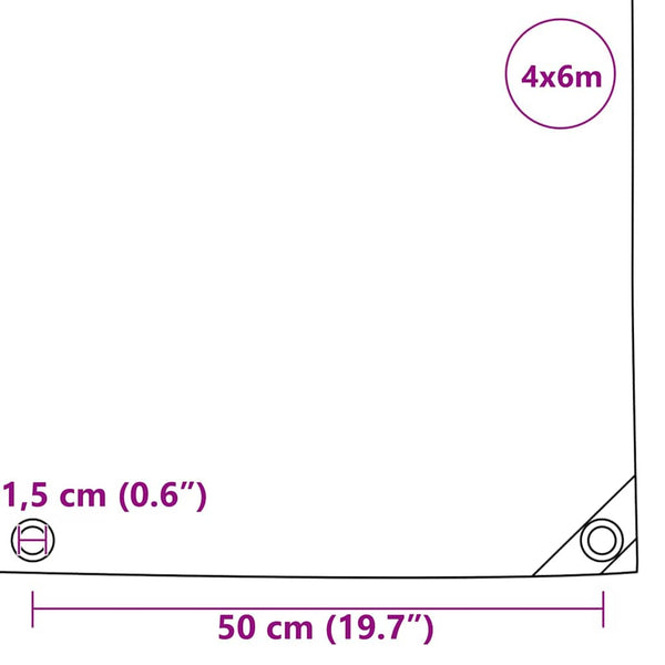 vidaXL Tarp 650g/m² Olive Green 4 x 6 m Canvas with PVC Coating