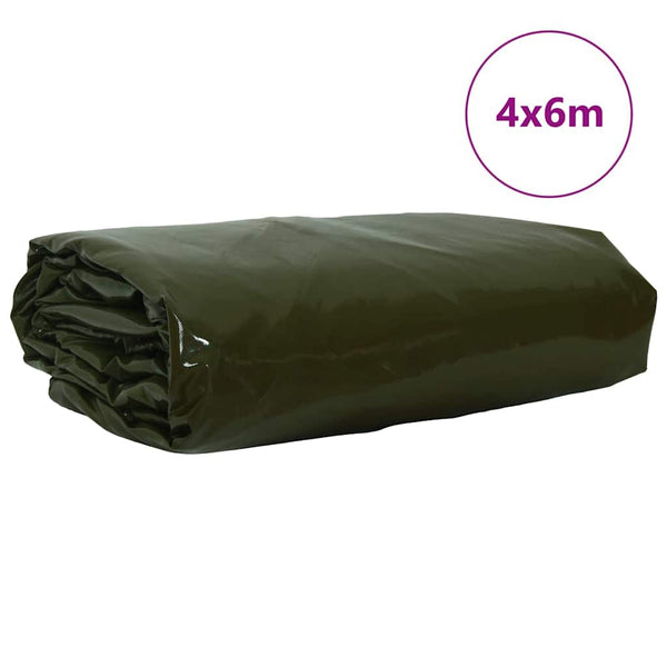 vidaXL Tarp 650g/m² Olive Green 4 x 6 m Canvas with PVC Coating