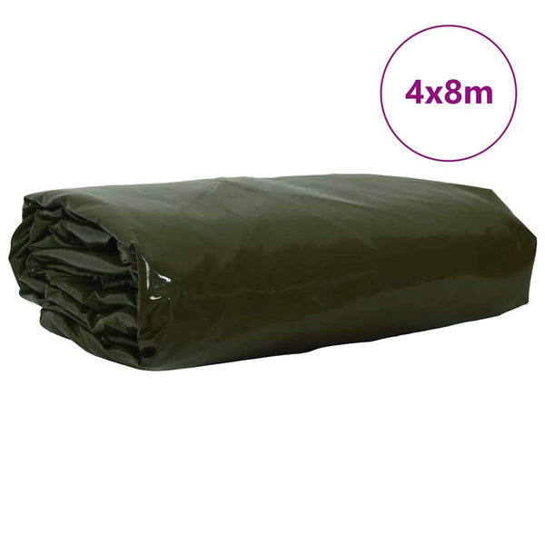 vidaXL Tarp 650g / m² Olive Green 4 x 8 m Canvas with PVC Coating